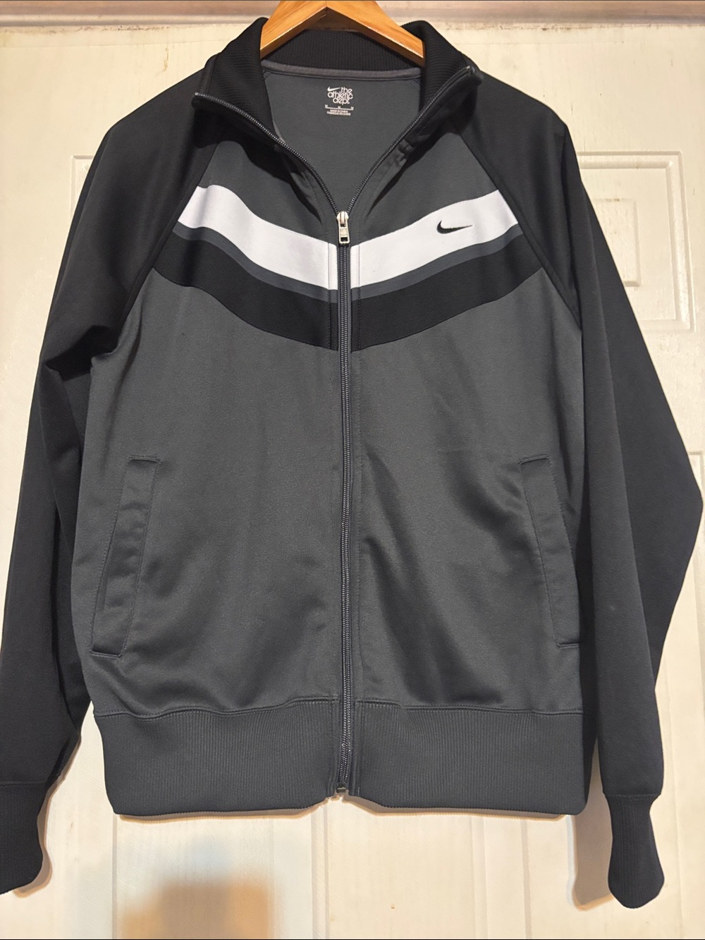 Nike Men's Black‎ & Gray Zip Track Jacket with White Chevron